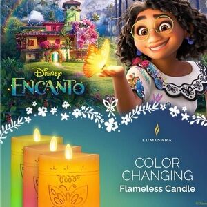 Luminara Disney Encanto Color Changing LED Flameless Flickering Candle Embossed